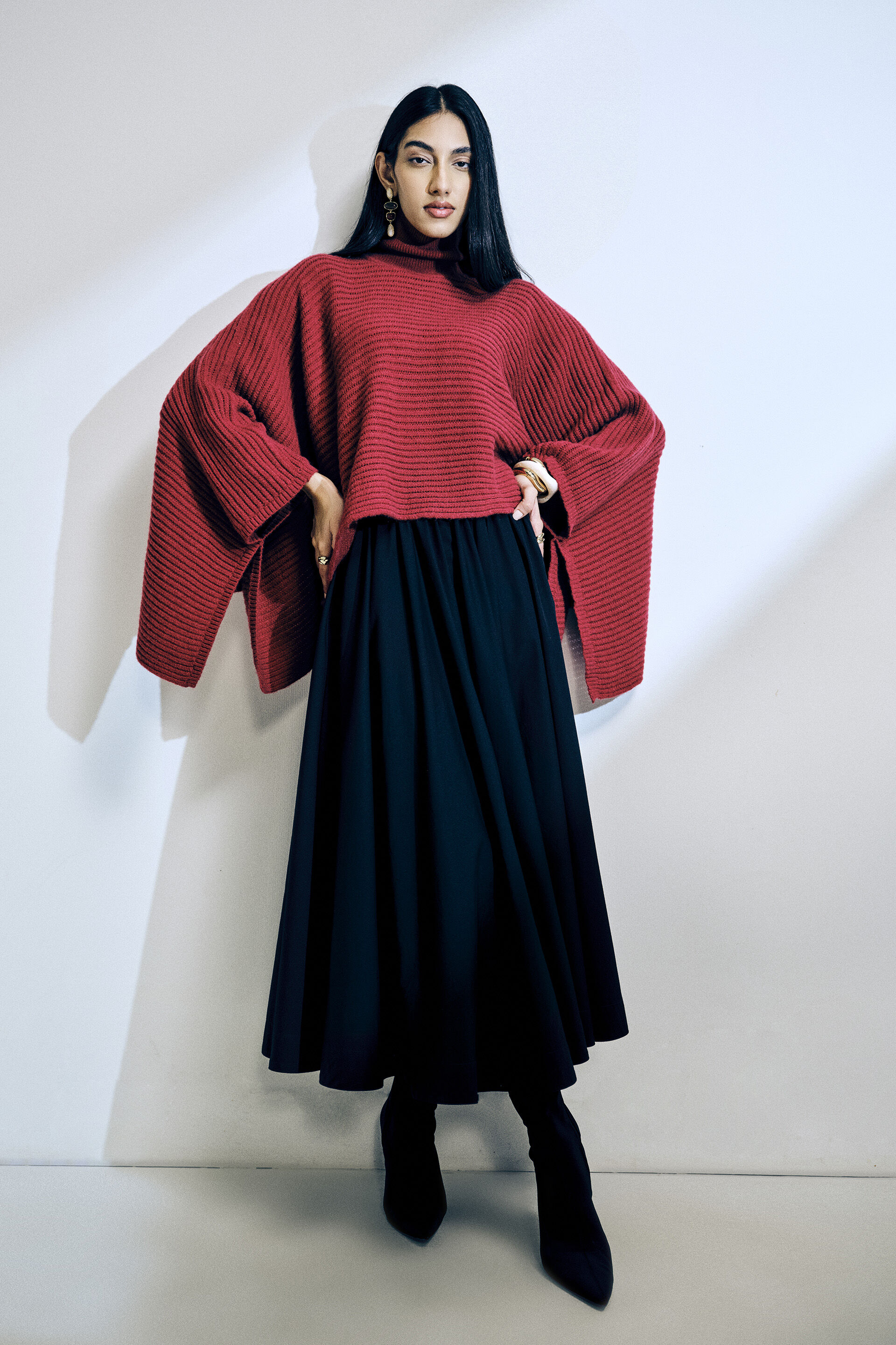 Deep Carmine Red Sweater, Wine, image 1